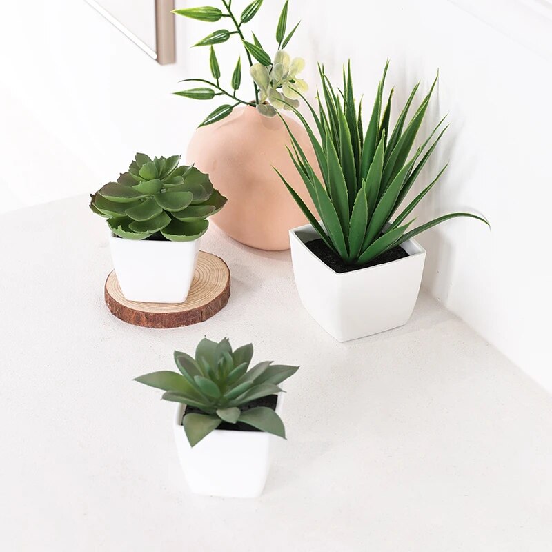 Succulent Set - Искусственное вечнозеленое растение бонсай, 3 шт.,