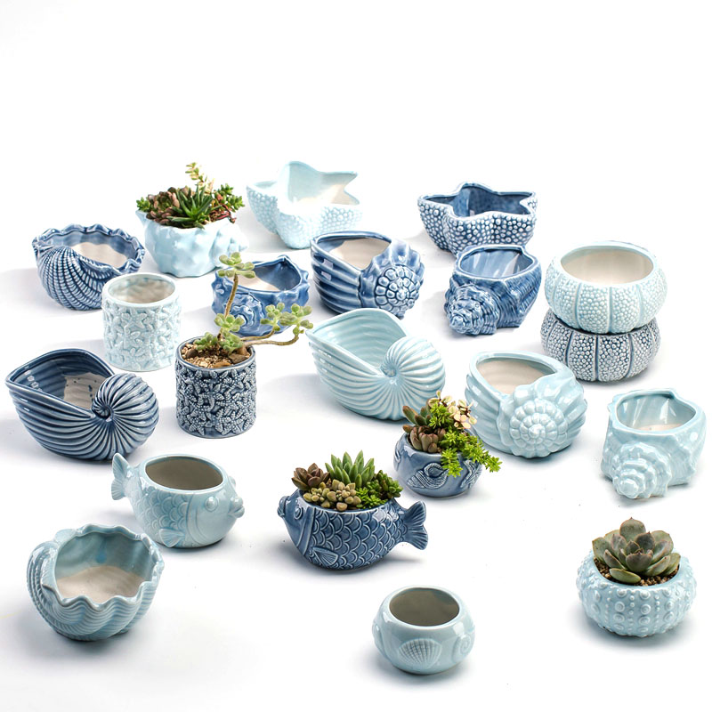 Snake Plant Ceramic - Европейский стиль, милый синий фарфоровый цветочный